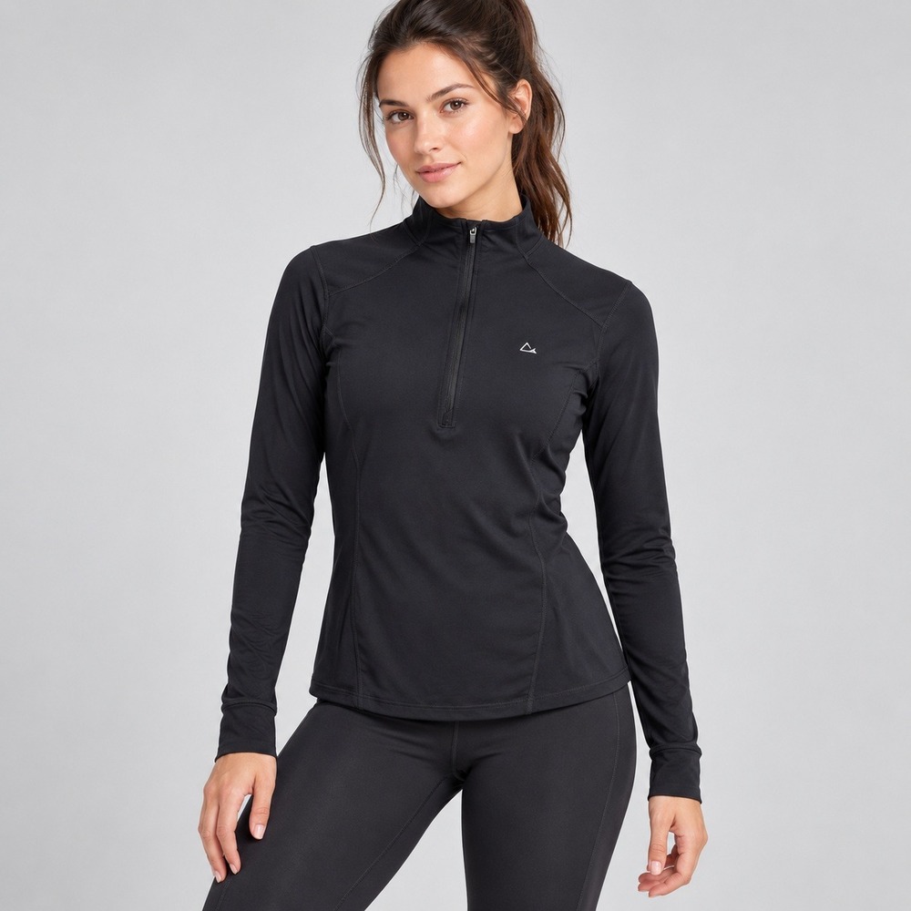Paradox Women's 1/4 Zip Merino Wool Blend Base Layer Top Small Black Thermal